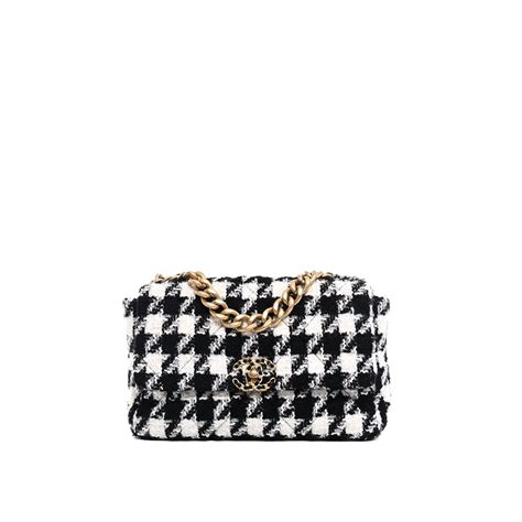 chanel sac 19 pied de poule|Chanel 19 Sac Tweed Pied de Poule Large Noir Blanc.